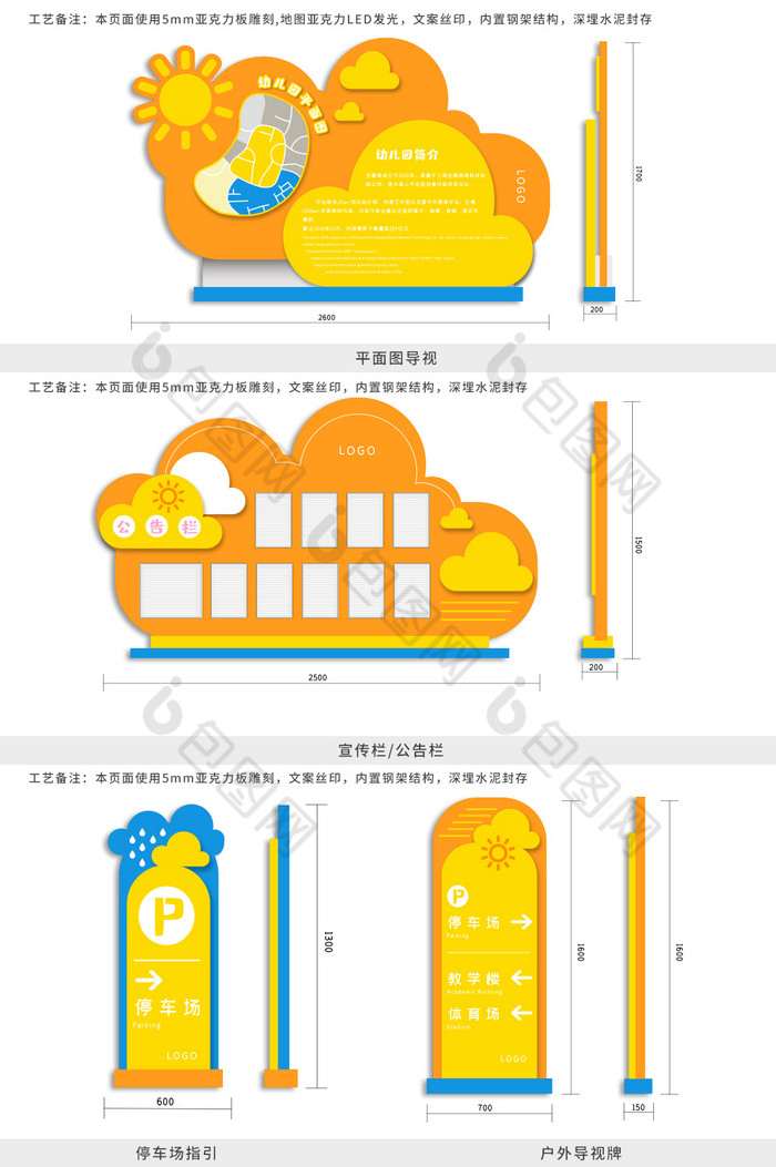 原创简约卡通可爱幼儿园vi导视系统图片图片