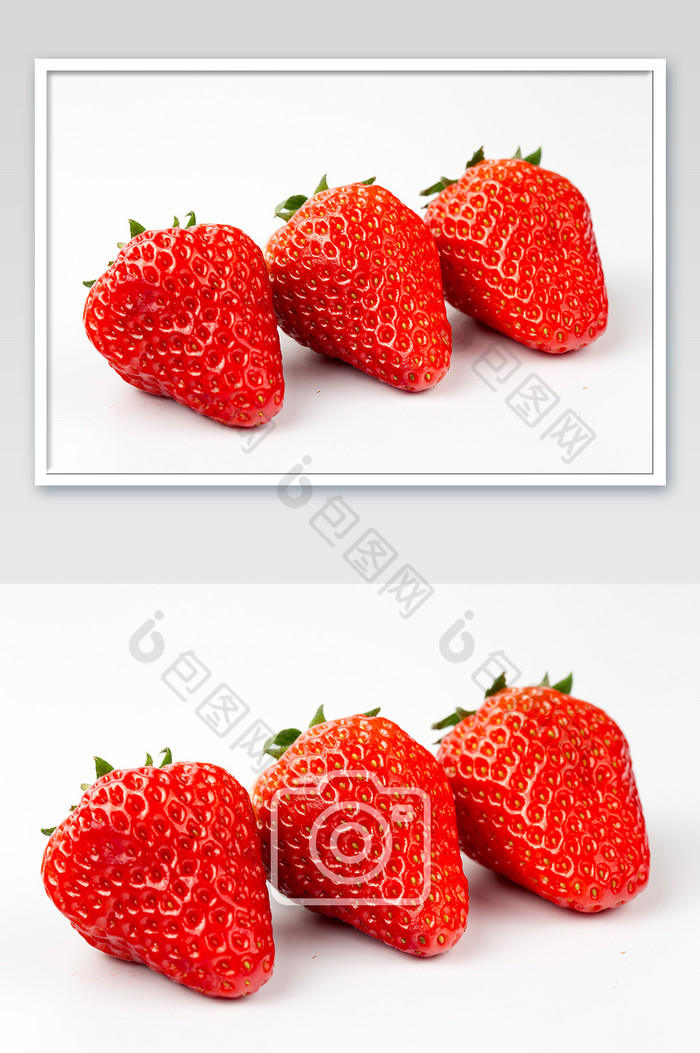 横版排列草莓特写素材白色背景新鲜水果图片图片