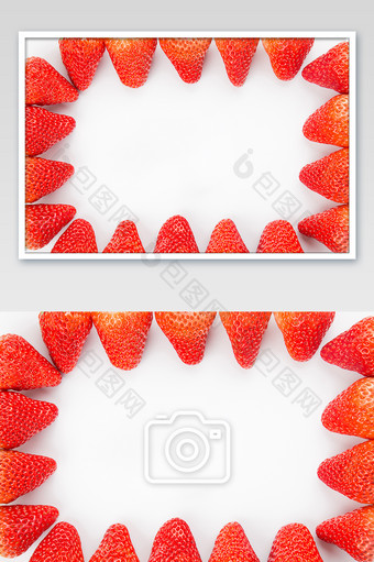 草莓边框白色背景广告素材图片