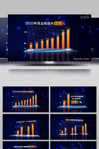 企业科技感高端数据柱状图信息增长AE模板图片