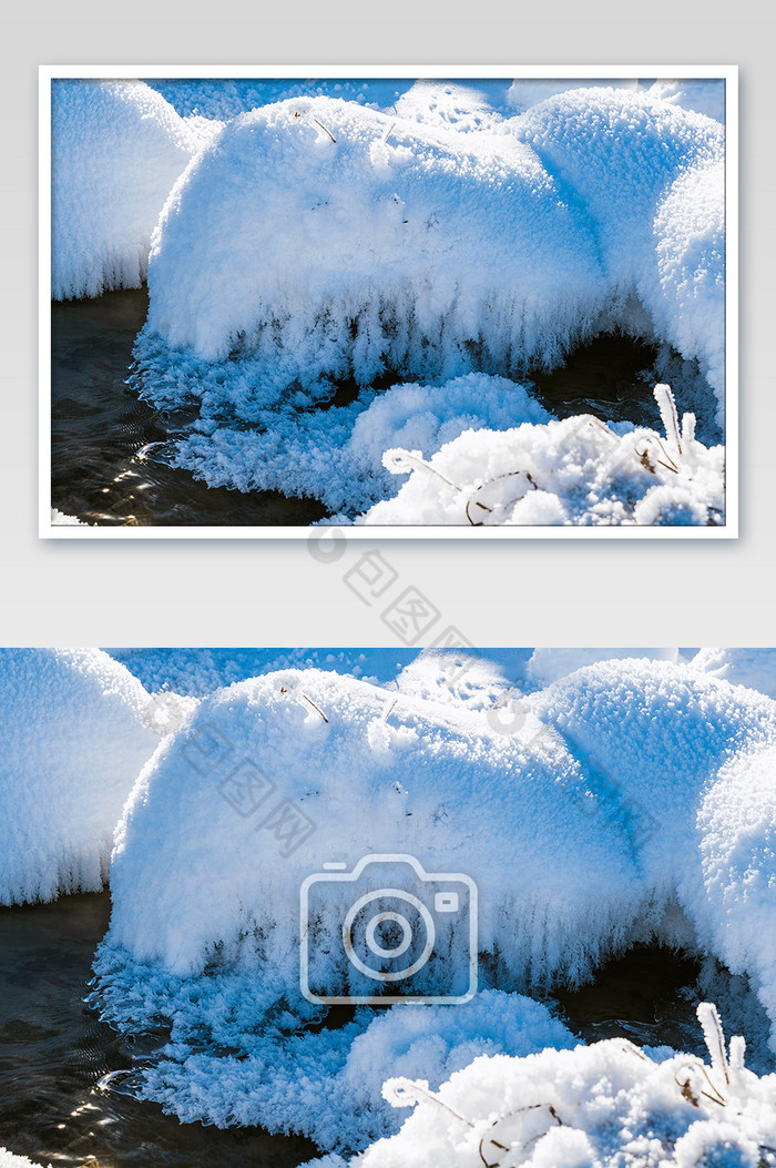 草原雪景特写雪景