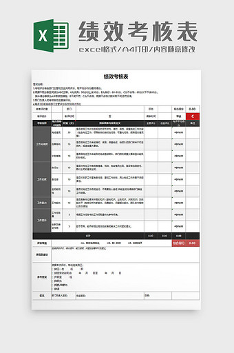 绩效考核制度Excel模板图片