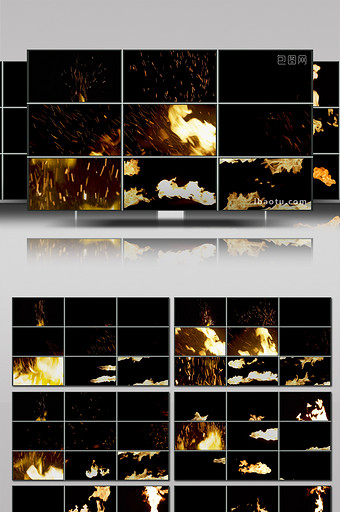 4K火焰爆炸余烬燃烧火花动画遮罩视频素材图片