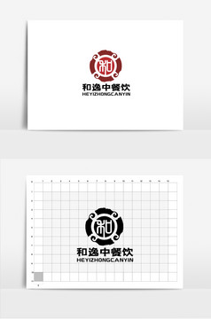 红色复古中国风餐饮logo标志设计