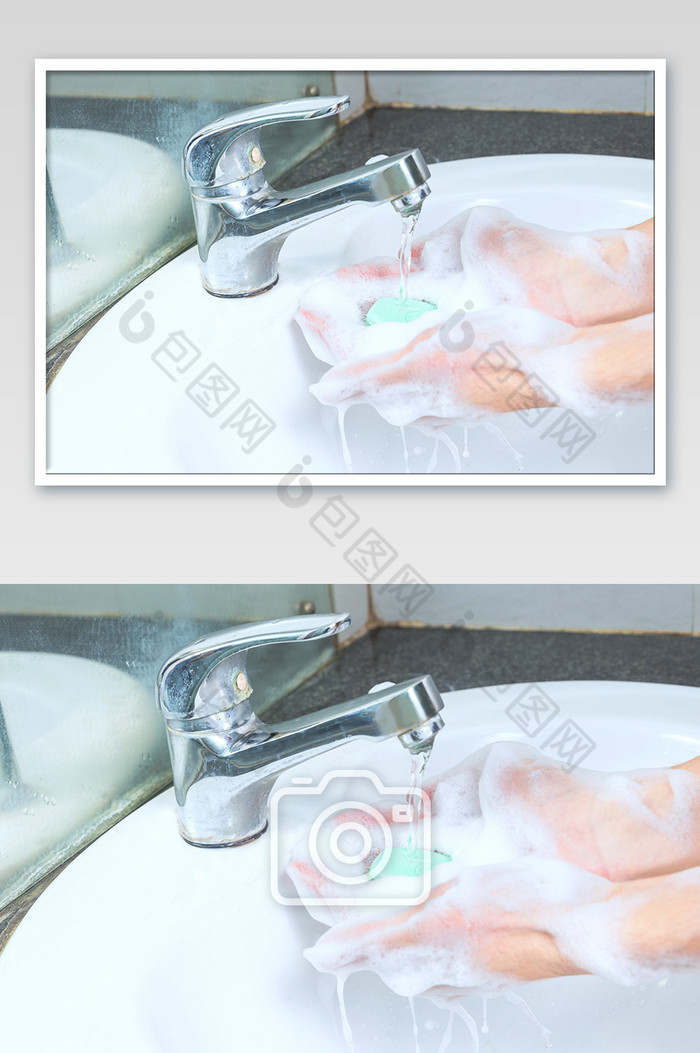 抗击肺炎倡议公益宣传开着水龙头洗手图片图片