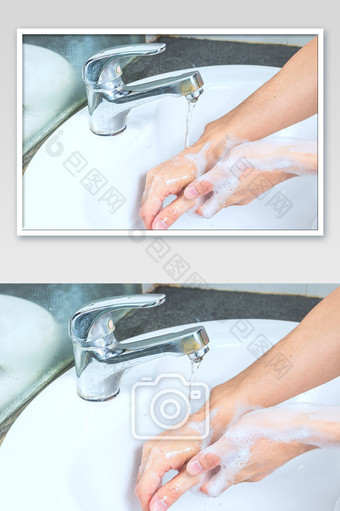 抗击肺炎倡议公益宣传洗手照图片