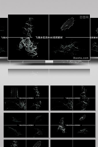 飞溅波浪瀑布喷泉水花流体特效4K视频素材图片