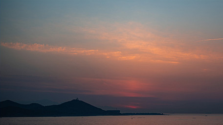 实拍金沙滩海边日出延时