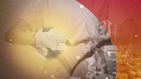 震撼武汉疫情保卫战萤火烂漫红绸图文模板