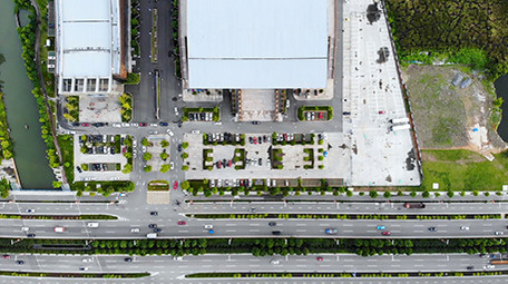 航拍浙江城市道路建筑车流人流植被景观实拍