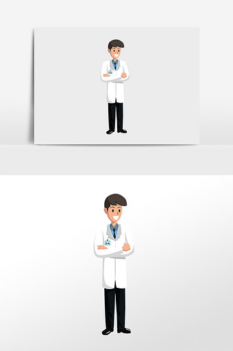 卡通手绘学生医生人物插画