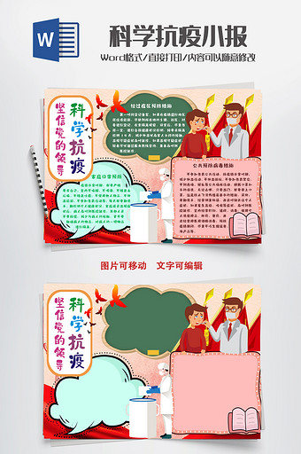 相信党科学抗疫小报手抄报word模板图片