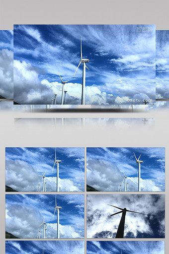 航拍逐格浙江鹤顶山村镇新能源风力发电机图片