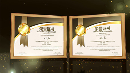 金色证书荣誉年会图片照片资质AE模板