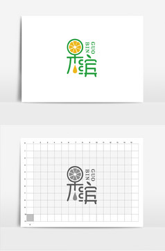 矢量logo绿色文字水果店