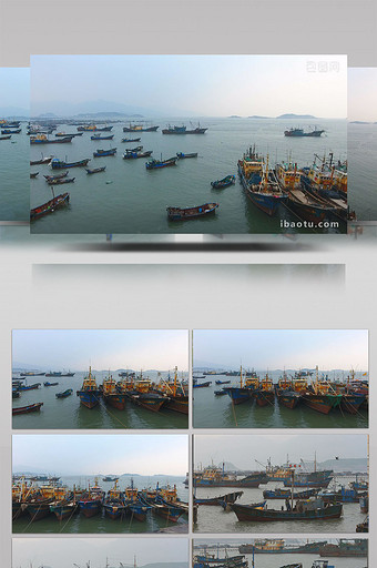 航拍连江海湾渔船队捕鱼归来视频图片