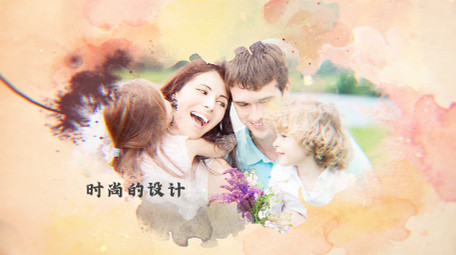 画笔线条连接的水墨晕染图文展示AE模板