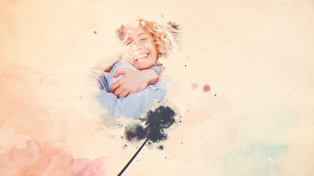 画笔线条连接的水墨晕染图文展示AE模板