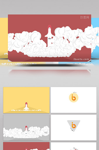 4款二维卡通火箭起飞LOGO动画AE模板图片