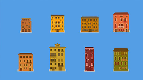 2D城市MG工厂建筑生长动画合集AE模板