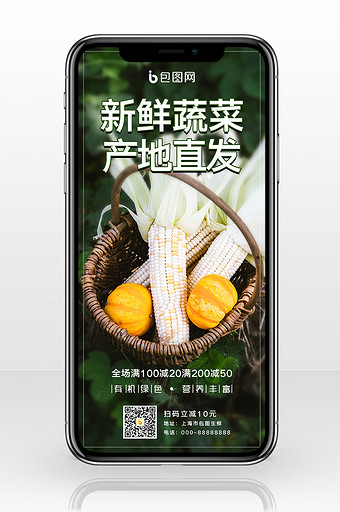 大气简约生鲜蔬菜营销手机封面配图图片