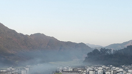 航拍4K篁岭晨曦云雾