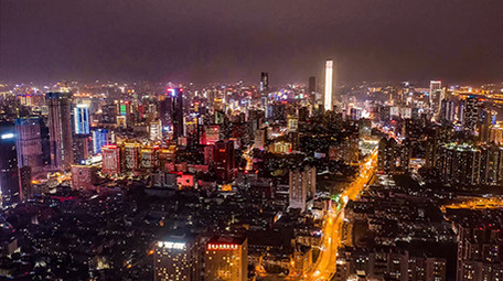 湖南长沙全景夜景航拍延时摄影