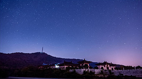 安徽省宣城市庙宇楼阁星空延时摄影