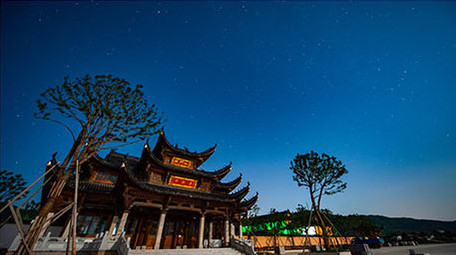 安徽省宣城市庙宇楼阁星空延时摄影