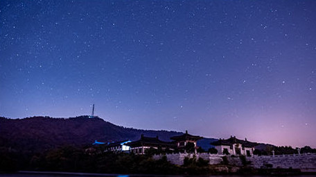 安徽省宣城市庙宇楼阁星空延时摄影