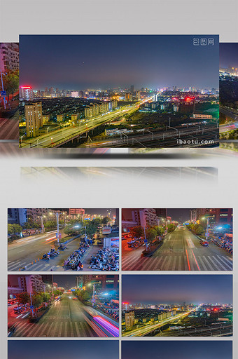 震憾多场景城市夜间交通延时摄影图片