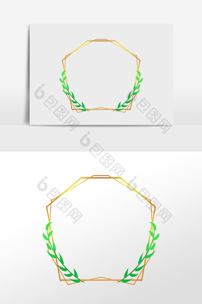 金色金线叶子叶藤边框图片图片