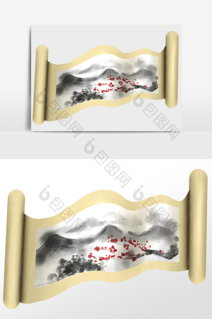 古代古风卷轴画卷图片图片