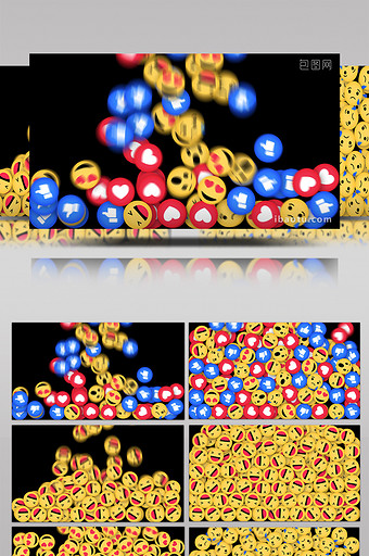 7款掉落表情图标转场过渡动画素材AE模板图片