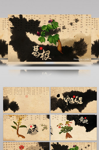 中医药文化复古水墨风AE宣传模板图片
