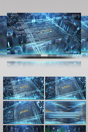 科技3d城市交通线条LOGO动画AE模板图片