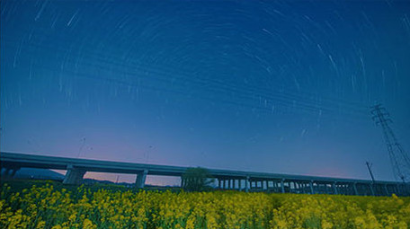 震憾高清油菜花田星空延时4k素材