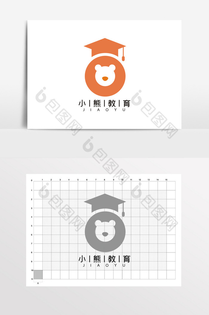 博士帽小熊教育机构LOGO标志VI图片图片