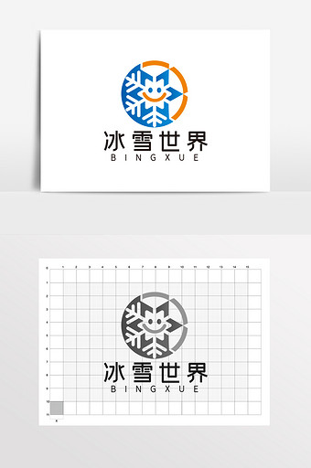 可爱小雪花冰雪大世界冰棍logo标志vi图片