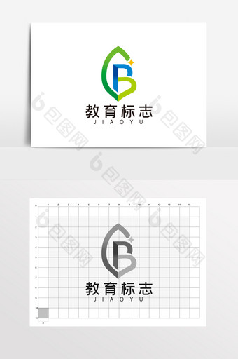 简约大气叶子教育机构LOGO标志VI图片