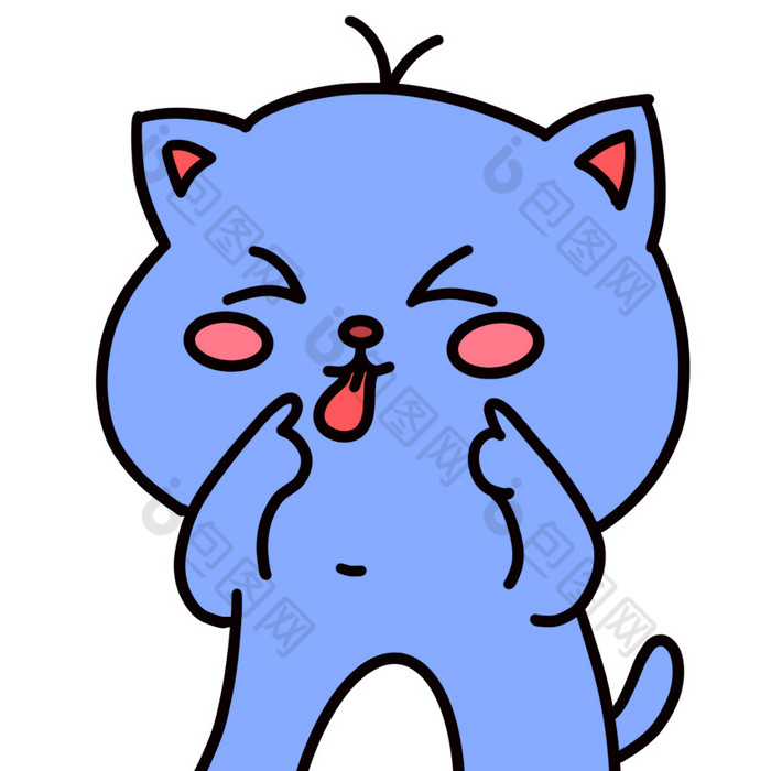 蓝色小猫鬼脸动态表情包gif