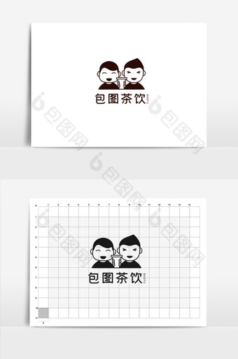 黑色简约奶茶logo图片