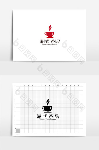 红色港式茶品下午茶logo图片