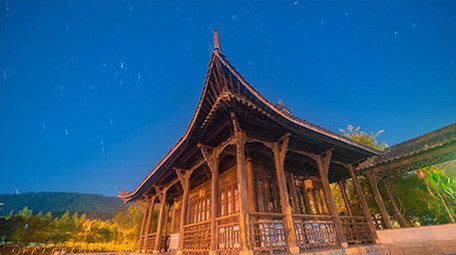 古建筑夜间星空延时实拍
