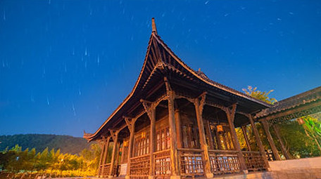 古建筑夜间星空延时实拍