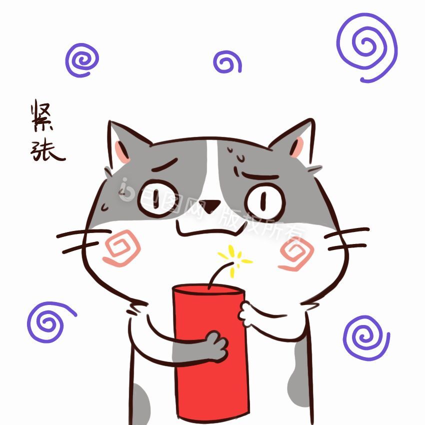 小花猫紧张害怕动态表情包