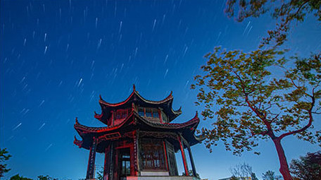 古建筑楼阁星空延时