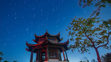 古建筑楼阁星空延时