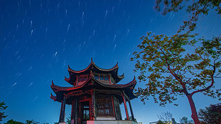 古建筑楼阁星空延时