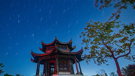 古建筑楼阁星空延时